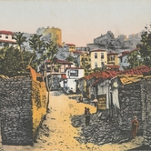 Δρόμος στην Άνω Πόλη, Πύργος Τριγωνίου (από καρτ ποστάλ εποχής)