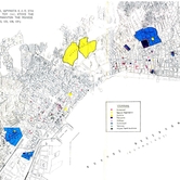 Χάρτης της Θεσσαλονίκης με ένδειξη των περιοχών εβραϊκού ενδιαφέροντος.